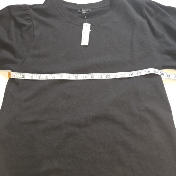 J. Crew Original Puff Sleeve Sweatshirt Dress Black Med Long Sleeve Shift BA957 - Picture 6 of 11